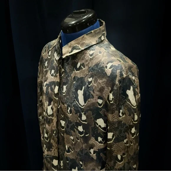 Just Cavalli Silk Sheer Reptile Print Blouse (M) - Picture 5 of 7